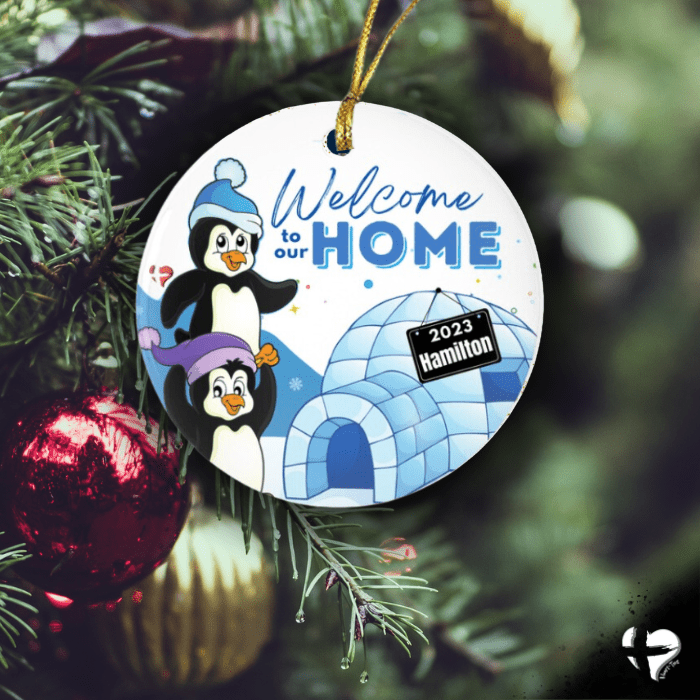 Welcome To Our Home - Penguin Igloo Ornament - THG#310CO Ornaments and Accents