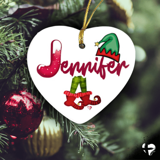 Personalized Elf Name - Ceramic Heart Ornament THG#320HO Ornaments and Accents A - Jingle Elf