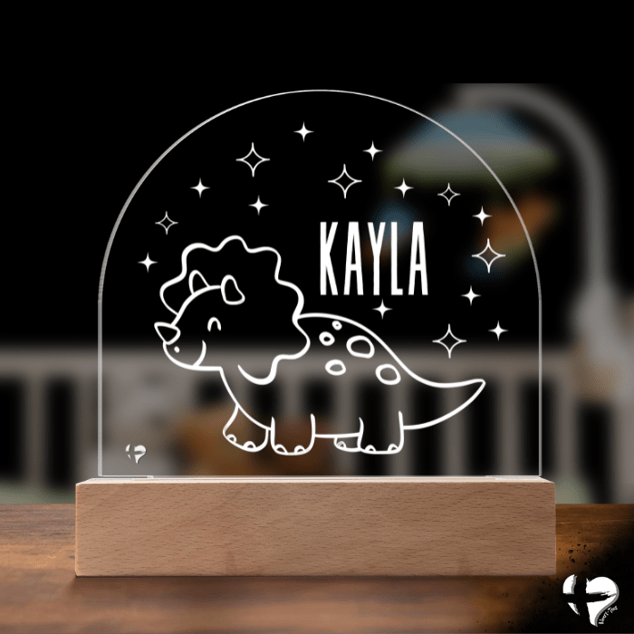 Triceratops Dino Night Light - Acrylic Plaque Jewelry