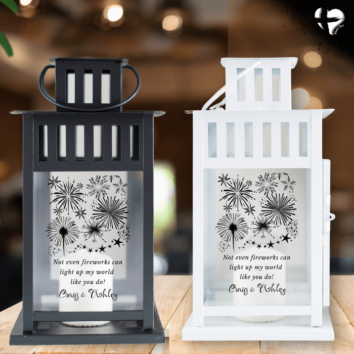 Fireworks - Personalized Couples Lantern THG#299PL Lantern Black