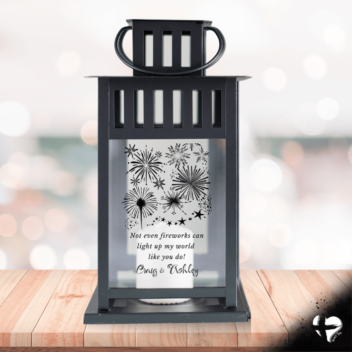 Fireworks - Personalized Couples Lantern THG#299PL Lantern Black Black