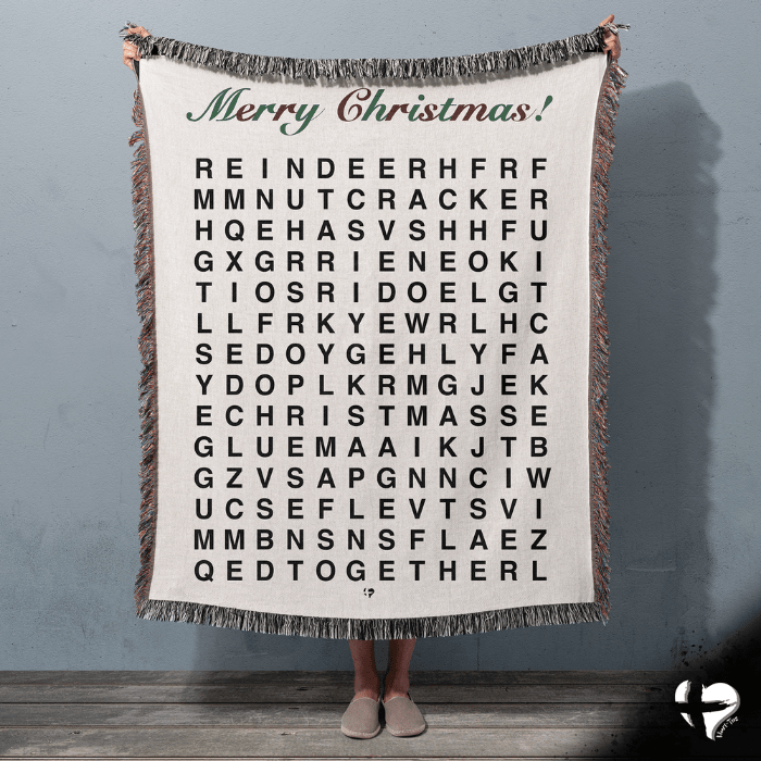Merry Christmas Word Search Blanket - THG#336WB blanket 60x80 inch Graphics