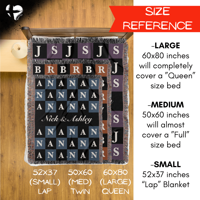 Personalized Couple Checkered Woven Blanket - THG#333WB