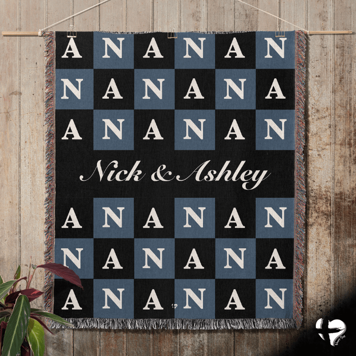 Personalized Couple Checkered Woven Blanket - THG#333WB 60x80 inch Graphics