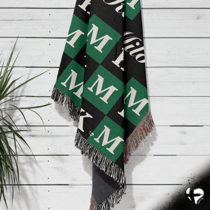 Personalized Couple Checkered Woven Blanket - THG#333WB
