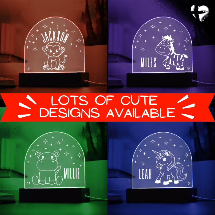 Custom Kid's Night Light with Name - Acrylic Dome Plaque Jewelry