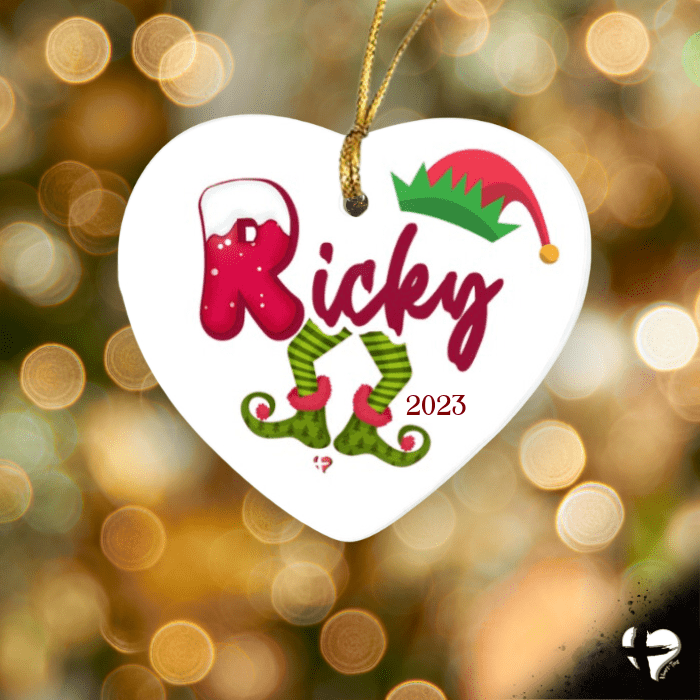 Personalized Elf Name - Heart Ornament THG#320HO Ornaments and Accents D - Dancing Elf