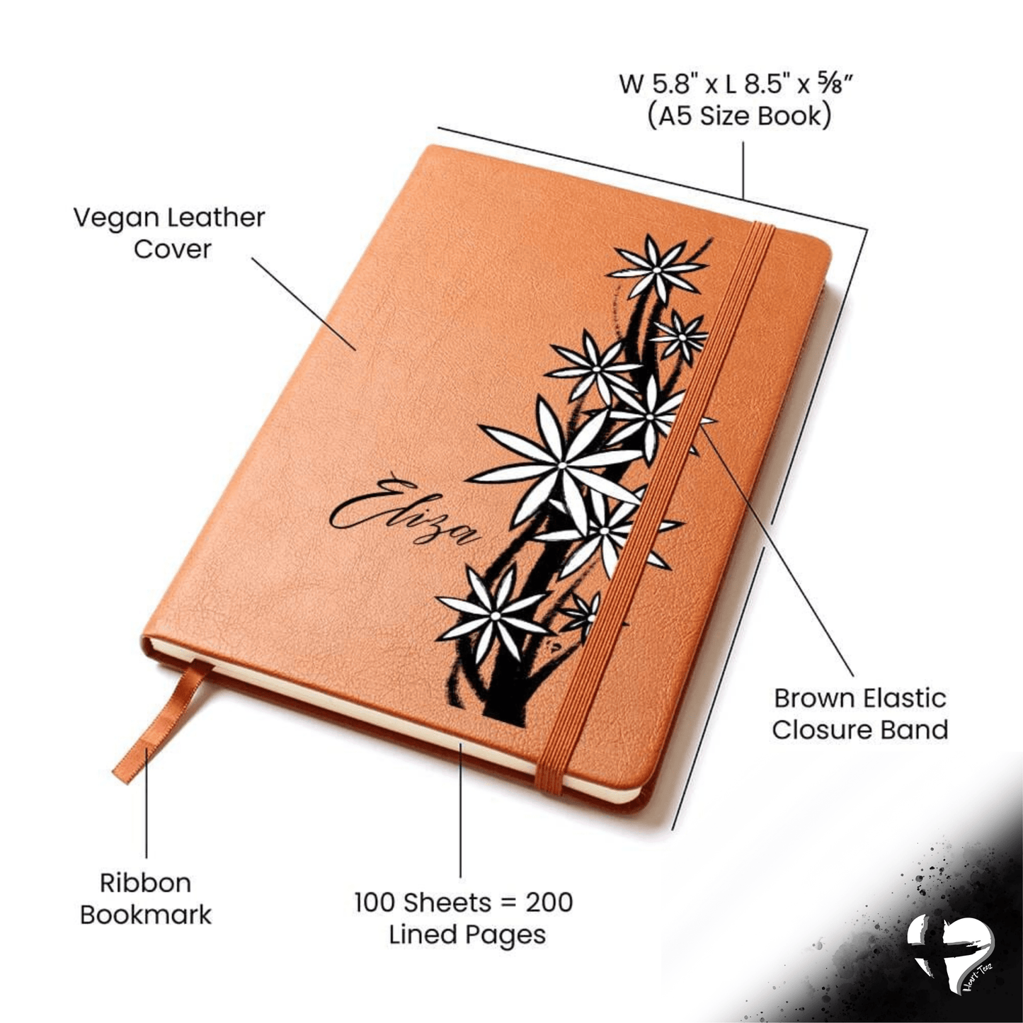 Flower Personalized Vegan Leather Journal HGF#330LJ Journal