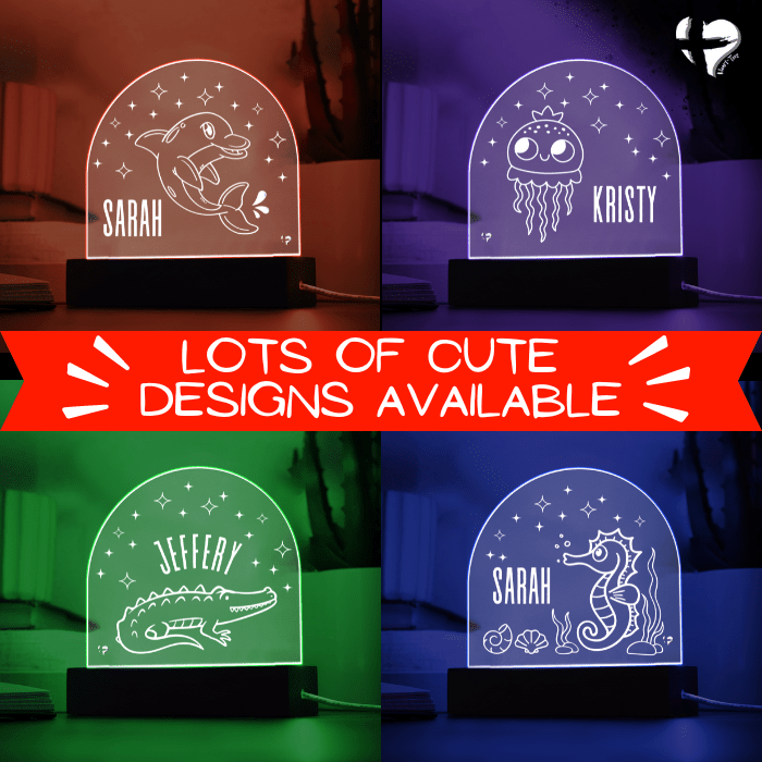 Custom Kid's Night Light with Name - Acrylic Dome Plaque Jewelry