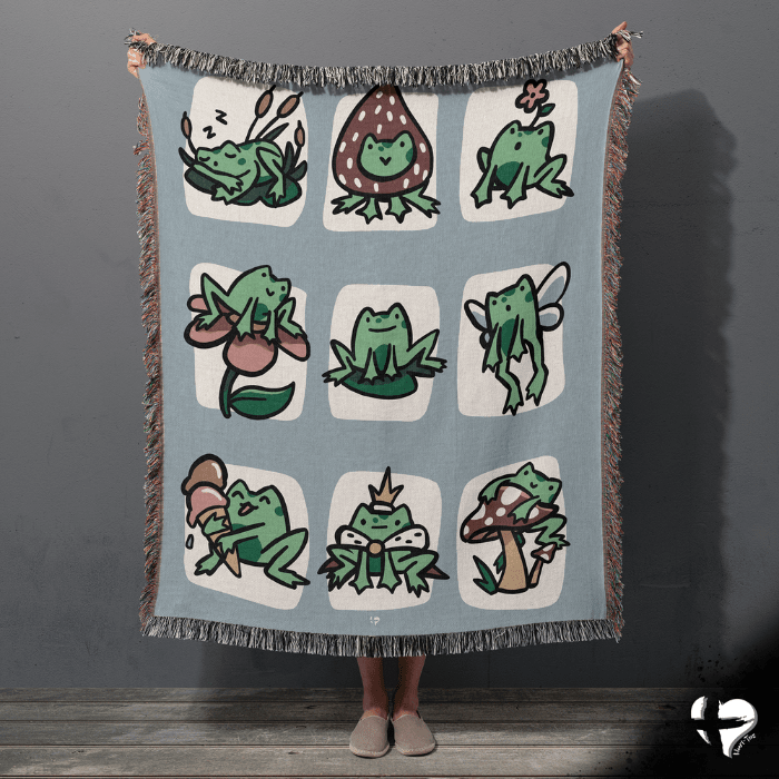 Cute Frog Tapestry - Woven Blankets- THG#348WB blanket 60x80 inch Graphics