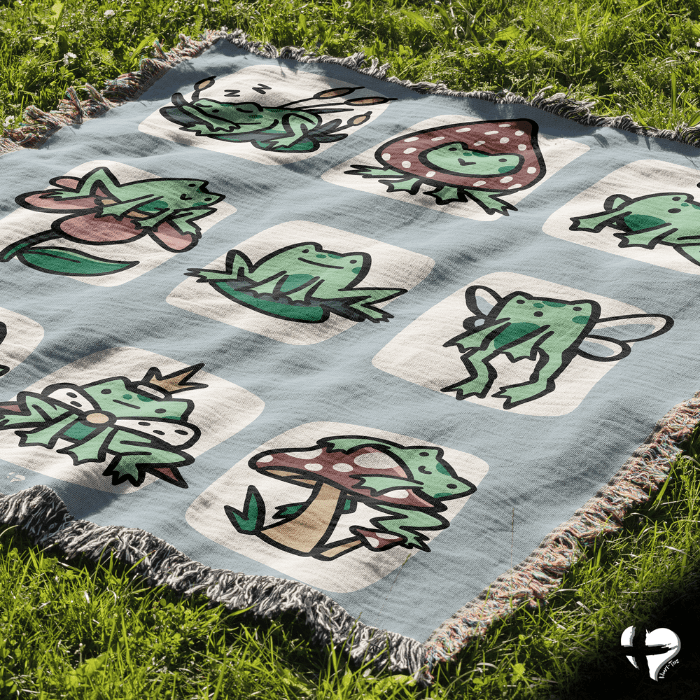 Cute Frog Tapestry - Woven Blankets- THG#348WB blanket 52x37 inch Graphics