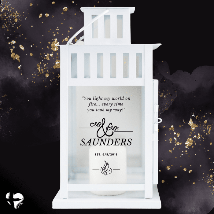 Mr and Mrs Personalized Lantern THG#298PL Lantern Black White