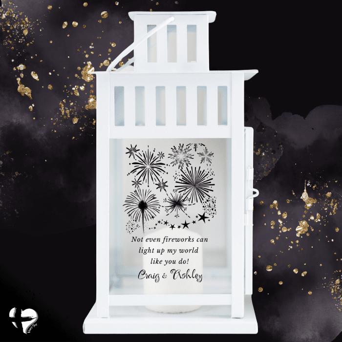 Fireworks - Personalized Couples Lantern THG#299PL Lantern Black White