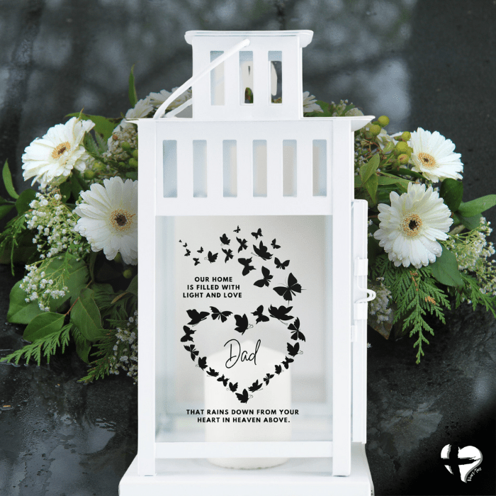 Personalized Memorial Lantern - From Heaven Above THG#301PL Lantern Black White