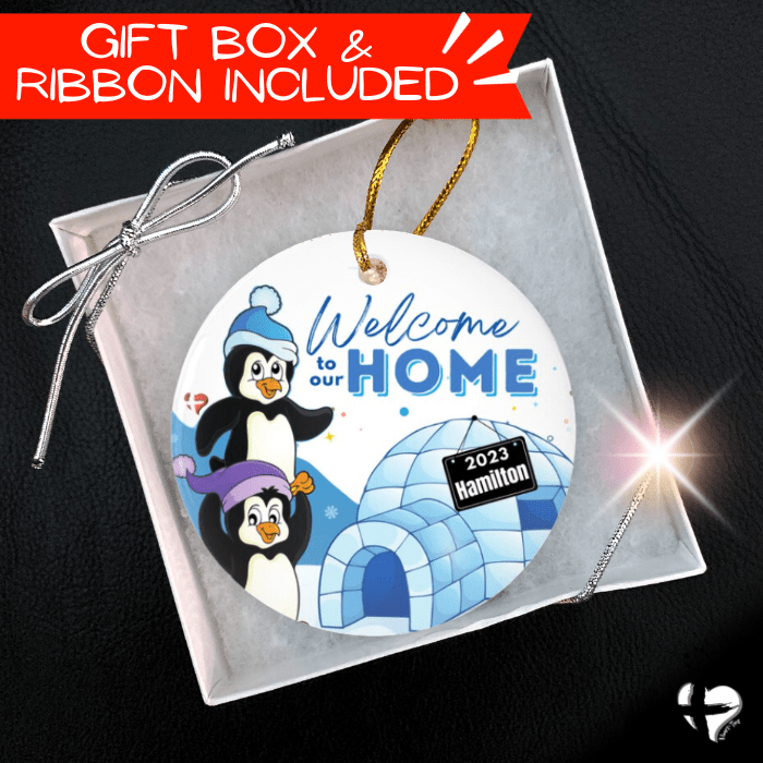 Welcome To Our Home - Penguin Igloo Ornament - THG#310CO Ornaments and Accents