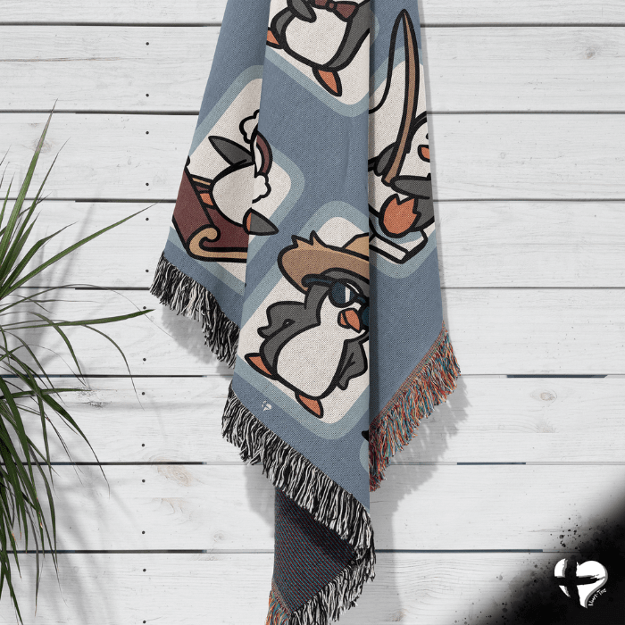 Penguin Blanket - Woven Cotton Throw - THG#373WB blanket