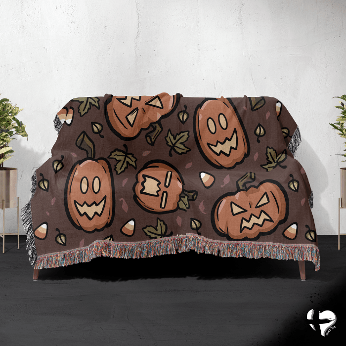 Fall Pumpkin Patch- Halloween Woven Blanket - THG#327WB blanket 60x80 inch Graphics