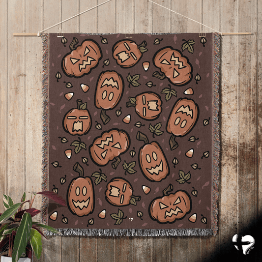 Fall Pumpkin Patch- Halloween Woven Blanket - THG#327WB blanket 50x60 inch Graphics