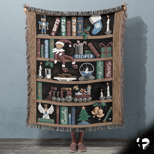 Santa's Bookshelf - Christmas Throw Blanket - THG#392WB blanket