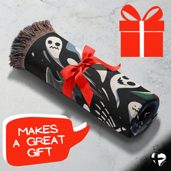 Goth Spooky Christmas Ghost Woven Blanket THG#396WB