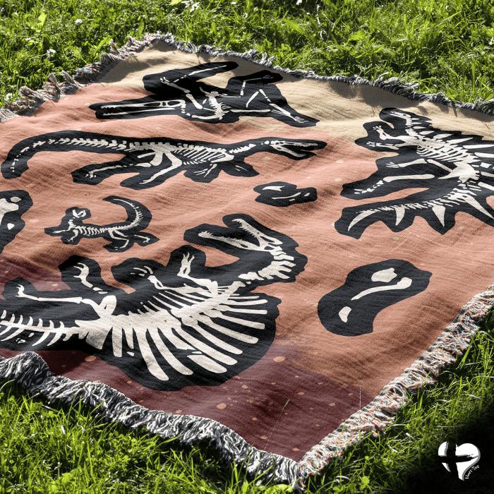 Dinosaur Fossil Dig - Woven Blanket THG#317WB 52x37 inch