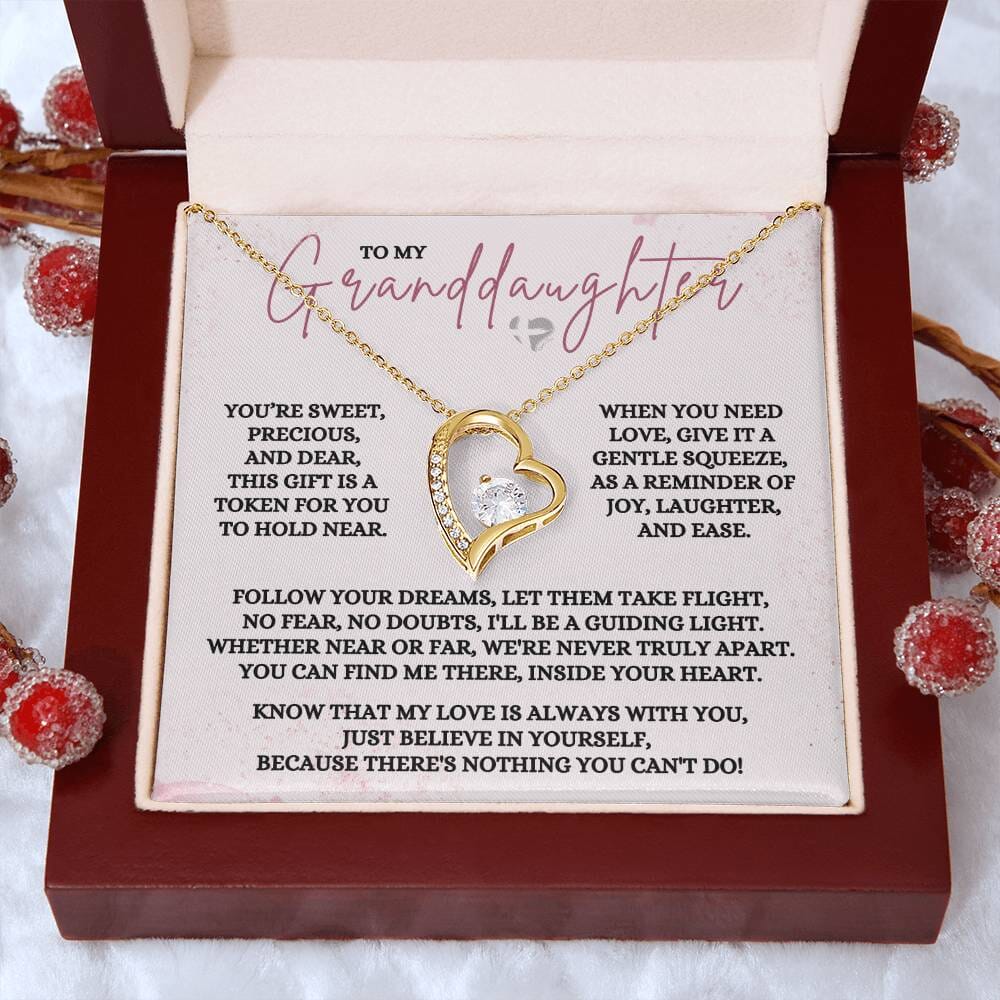 Granddaughter - Precious & Dear - Love Heart Necklace HGF#361FL Jewelry 18k Yellow Gold Finish Luxury LED Lighted Box