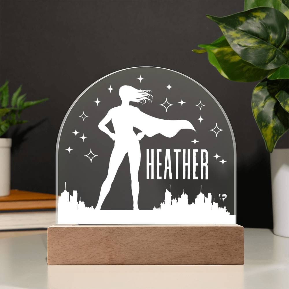 HGF#378AD Girl Superhero Acrylic Night Light With Name Jewelry