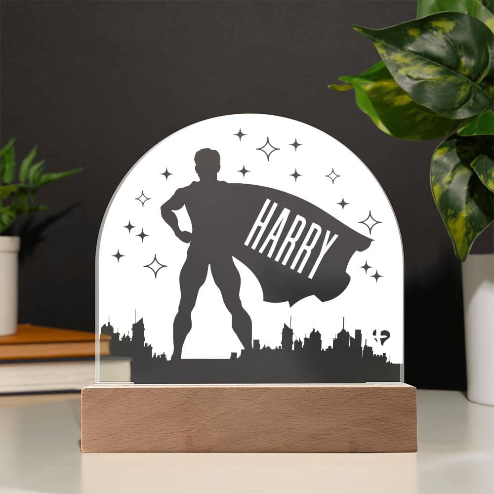 HGF#377AD Boy Superhero Acrylic Night Light With Name Jewelry
