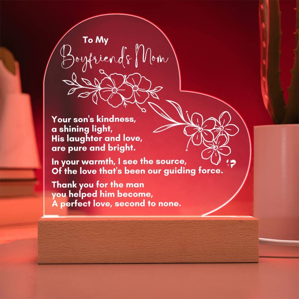 HGF#380LHBoyfriend Mom LED Acrylic Heart Plaque Jewelry Acrylic Heart with LED Base