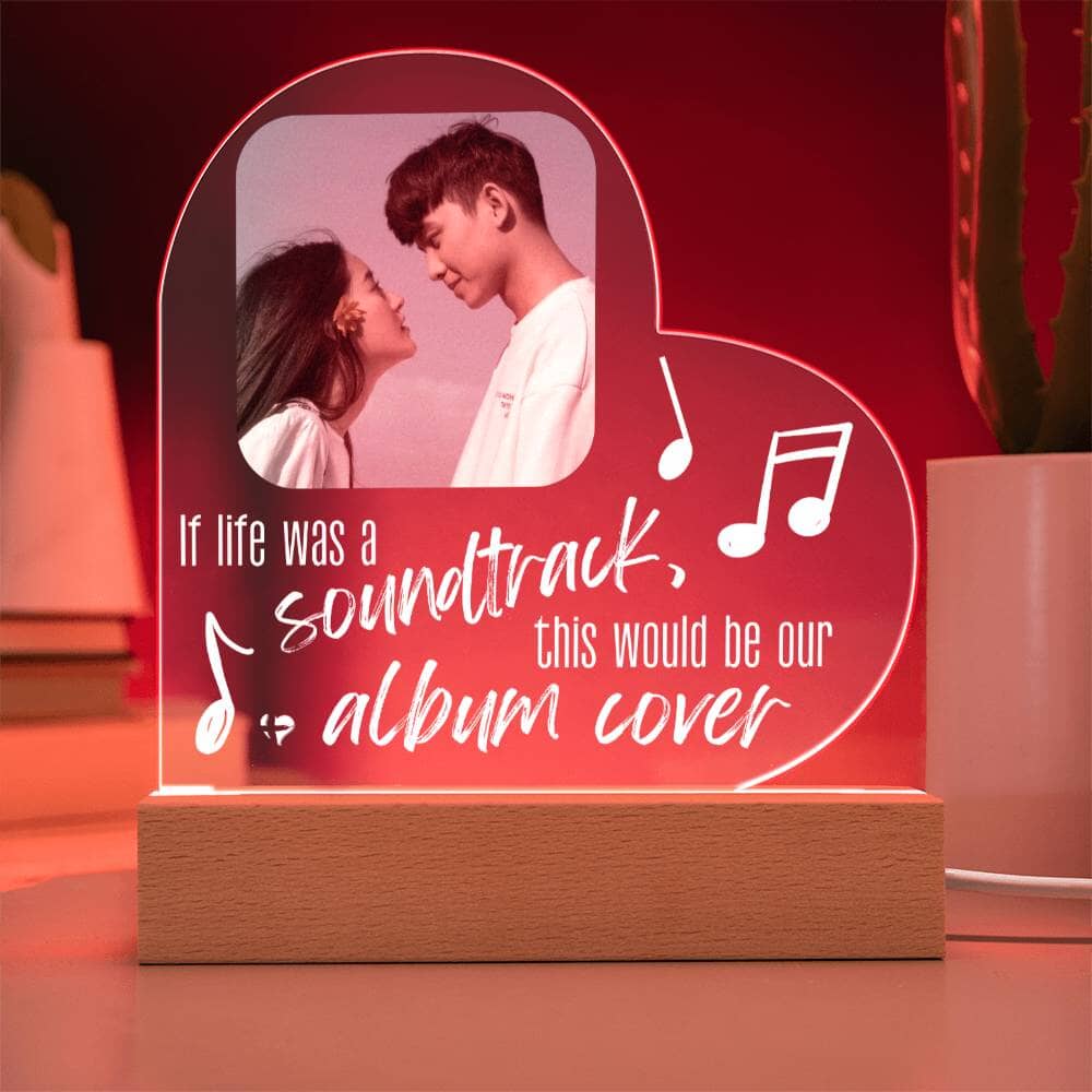 Album cover LED Acrylic Heart Plaque Jewelry Acrylic Heart with LED Base