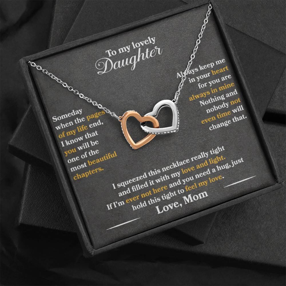 HGF#SDG2 Daughter From Mom Interlocking Hearts Jewelry Two Toned Box