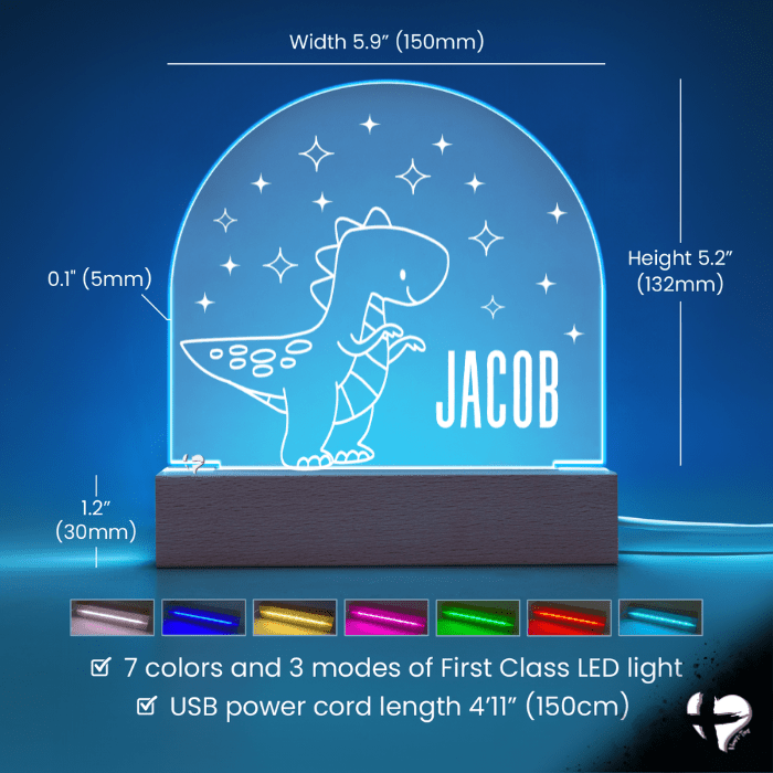 Spotted Dinosaur Night Light - Acrylic Dome Plaque - HGF#358AD Jewelry