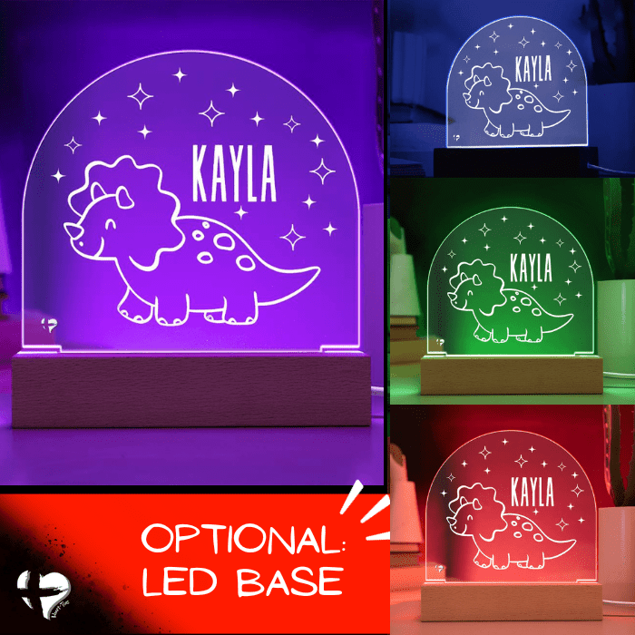 Triceratops Dino Night Light - Acrylic Plaque Jewelry