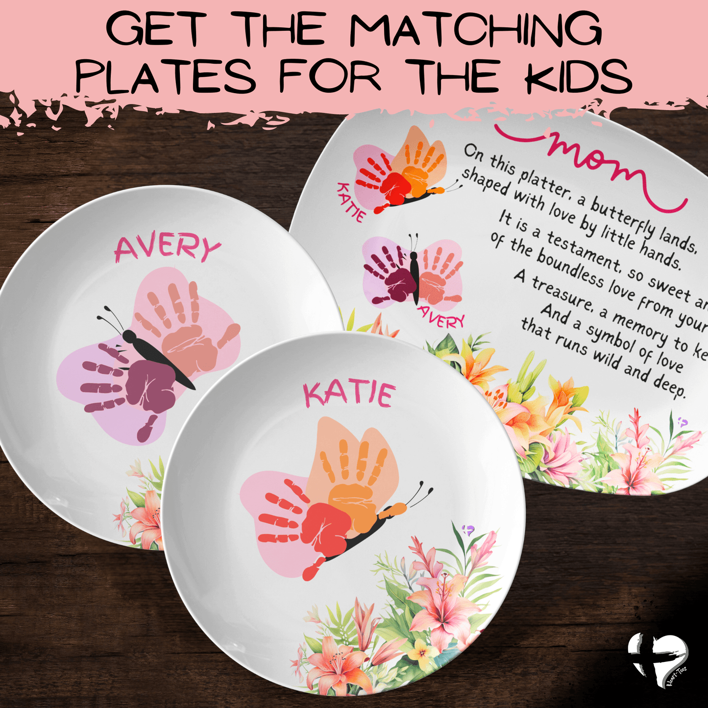 Butterfly Mom Handprint Art Platter From Kids THG#405 Kitchenware