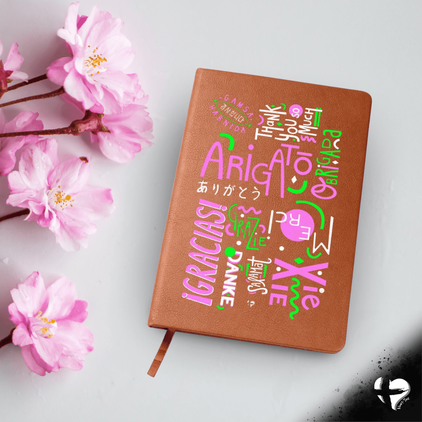 Thank you Journal In Multiple Languages - HGF#332LJ Journal Pink & Green
