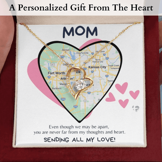 Mom - Never Far From My Heart - Forever Love Necklace HGF#257FL Jewelry Luxury Box 18k Yellow Gold Finish