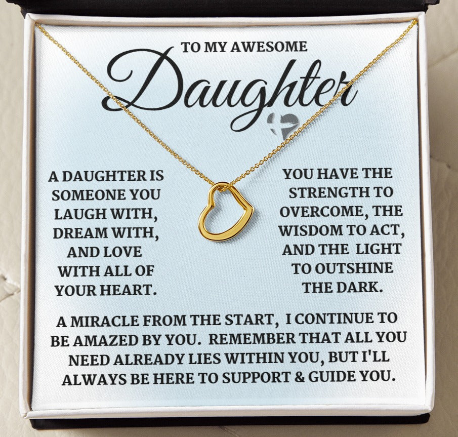 Daughter - Laugh Dream Love - Delicate Heart Necklace HGF3123DHb3 Jewelry