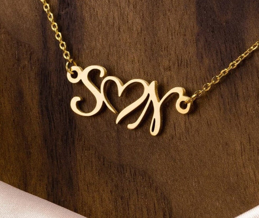 Personalized Heart Necklace With Initials - HGF#227HI Jewelry
