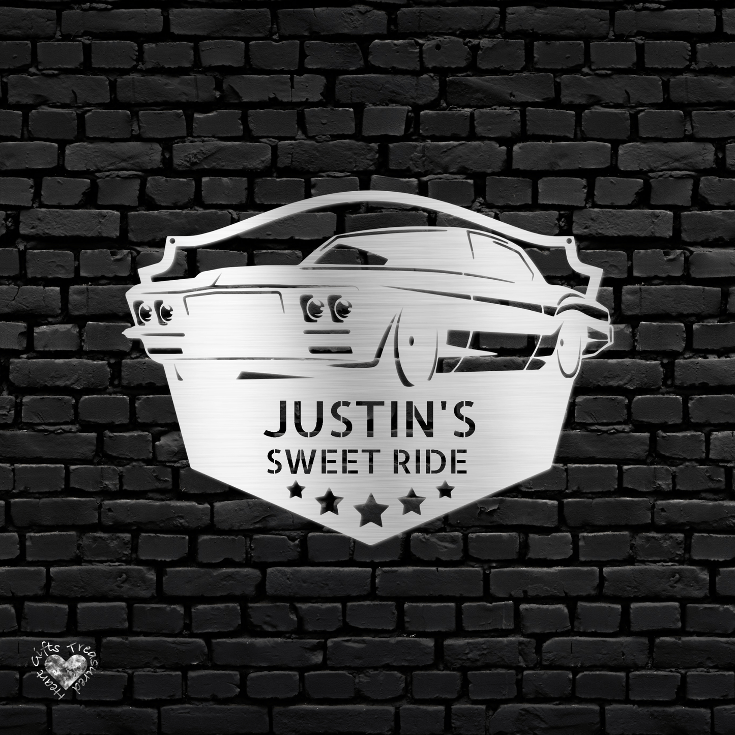 Classic Car Enthusiast Monogram Sign Custom Silver 12"