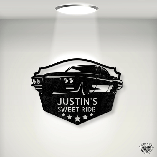 Classic Car Enthusiast Monogram Sign Custom Black 12"