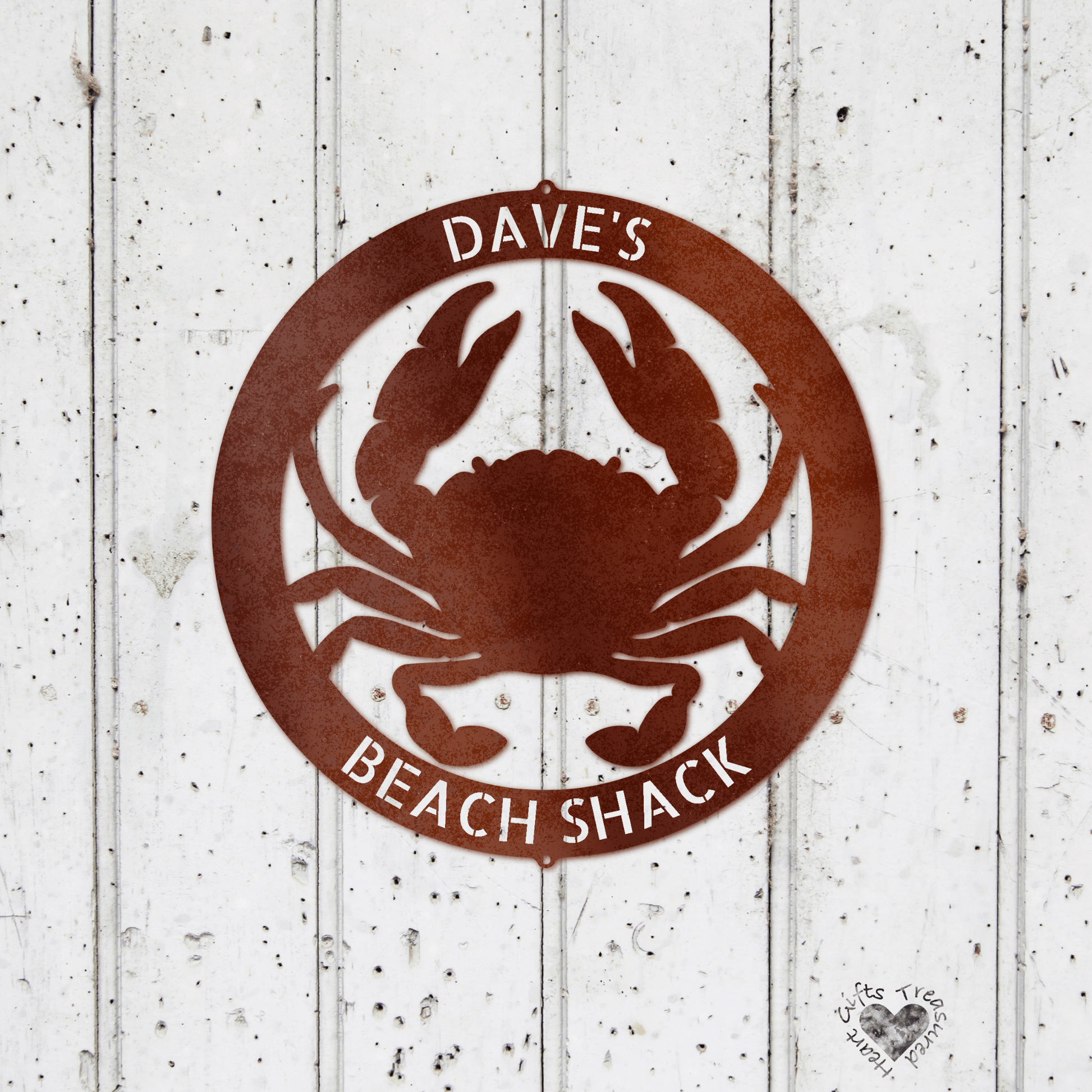 Crab Decor Monogram Door Sign custom Copper 12"