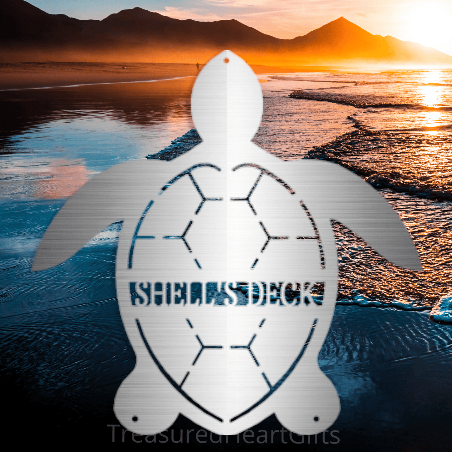 Turtle Monogram Decor Sign custom Silver 12"