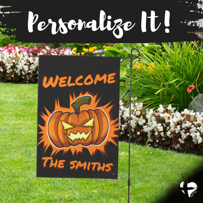 Garden Flag - Happy Halloween Pumpkin Garden & Stepping Stones