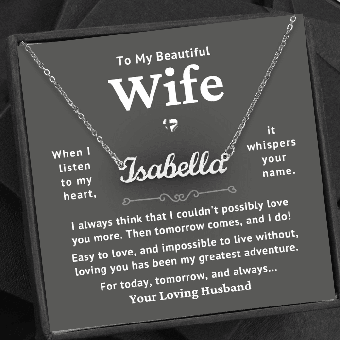 Wife - Today Tomorrow & Always - Name Necklace HGF#239NNb Jewelry Polished Stainless Steel Standard Box
