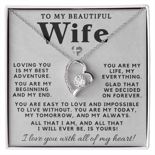 My Wife - My Life My Everything - Forever Love Heart Necklace HGF#98FL Jewelry