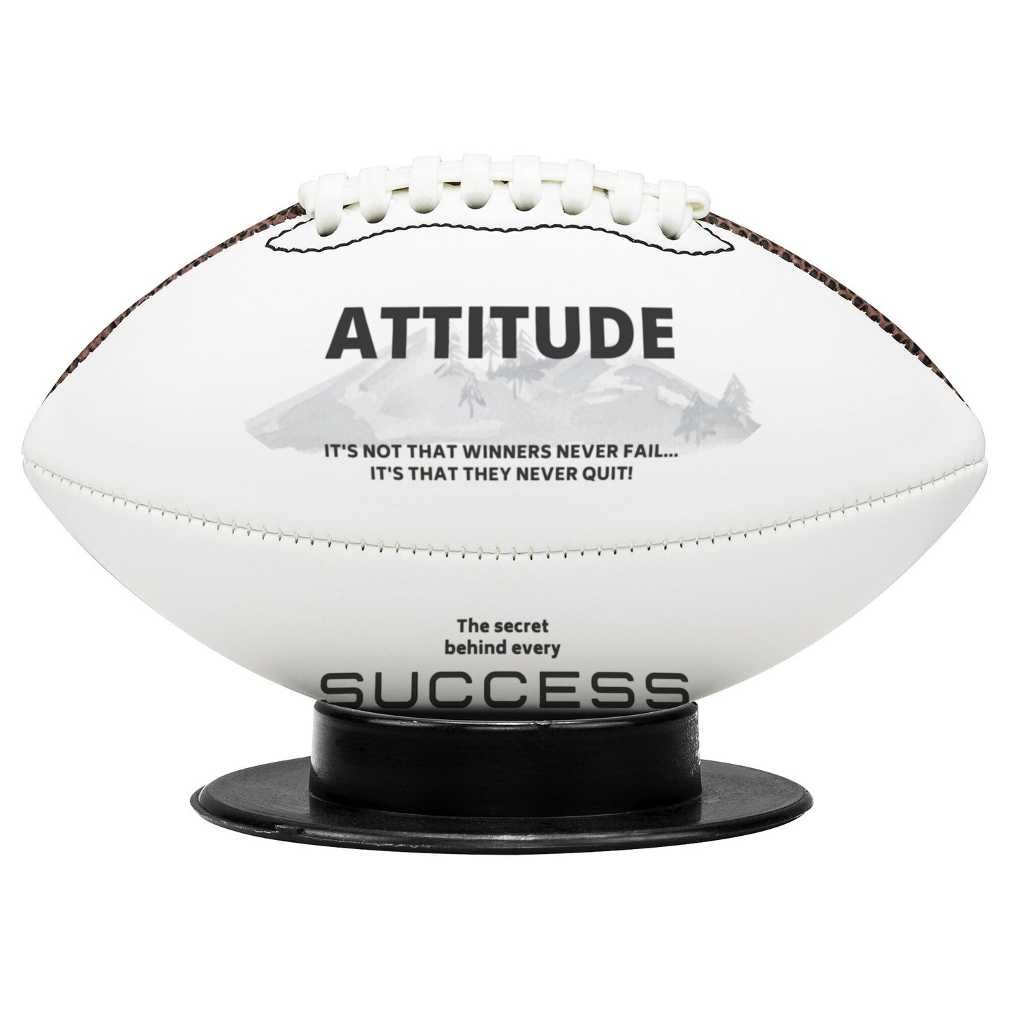 Attitude: Winners Never Quit - Mini Football & Display Stand HGF#162FB Sports
