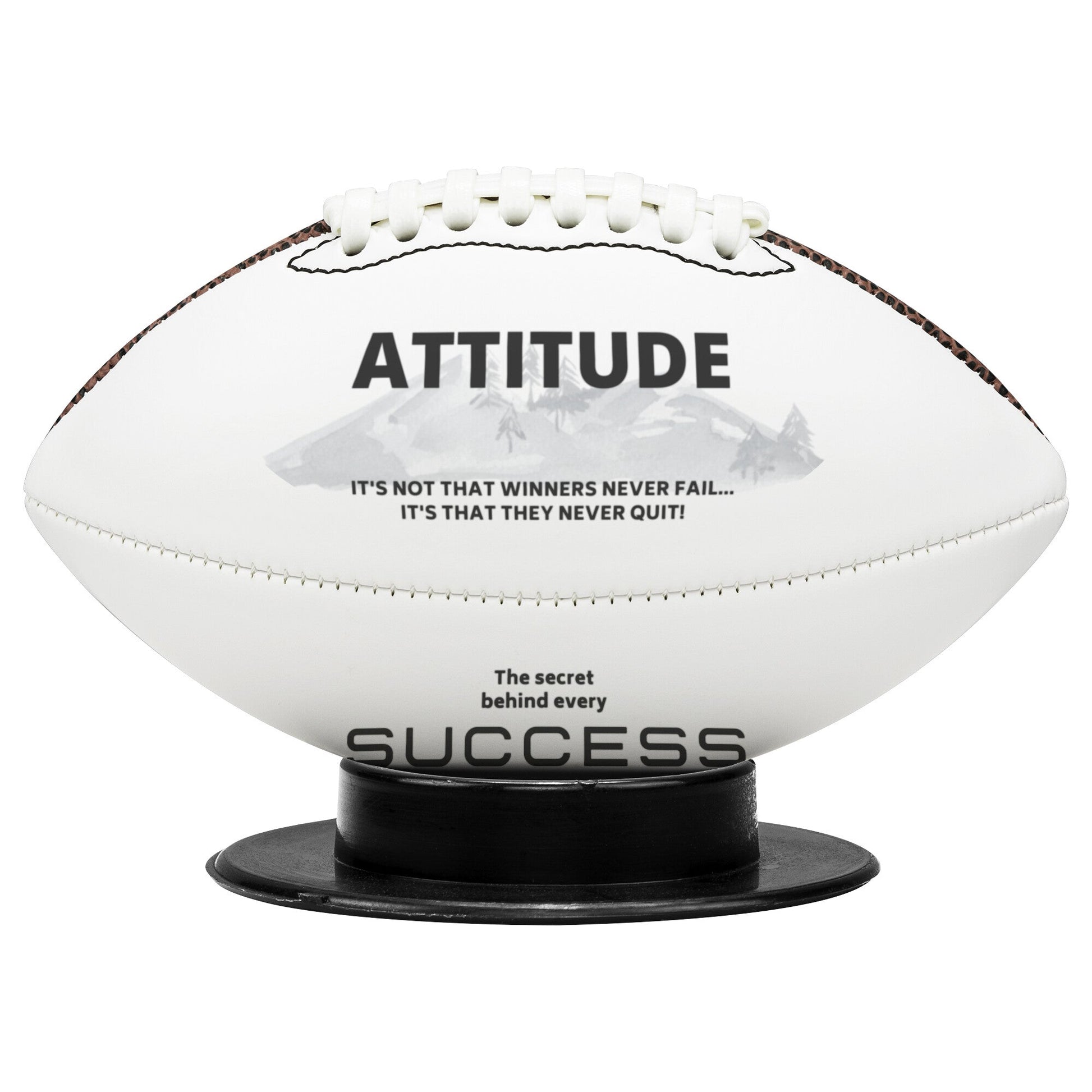Attitude: Winners Never Quit - Mini Football & Display Stand HGF#162FB Sports