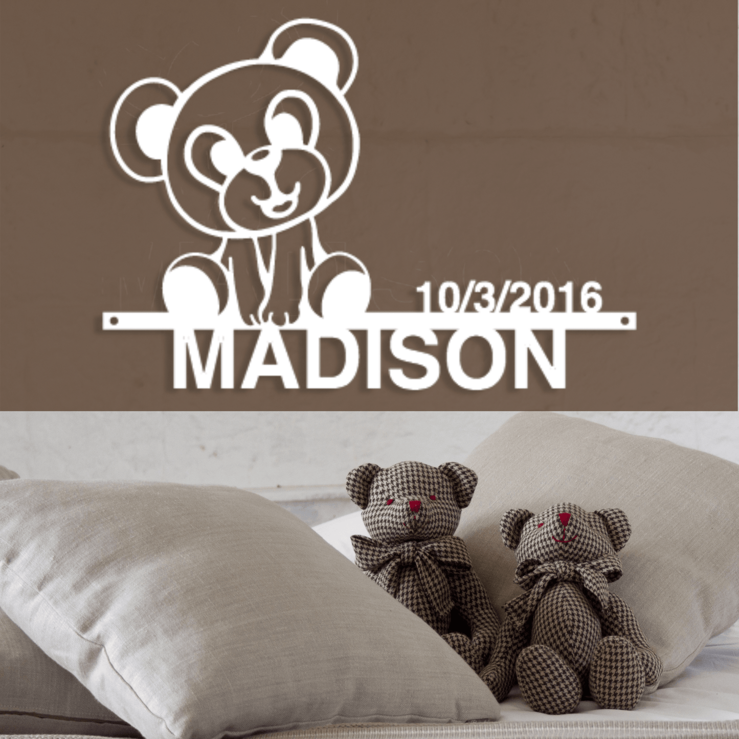 Teddy Bear Nursery Sign custom White 12"