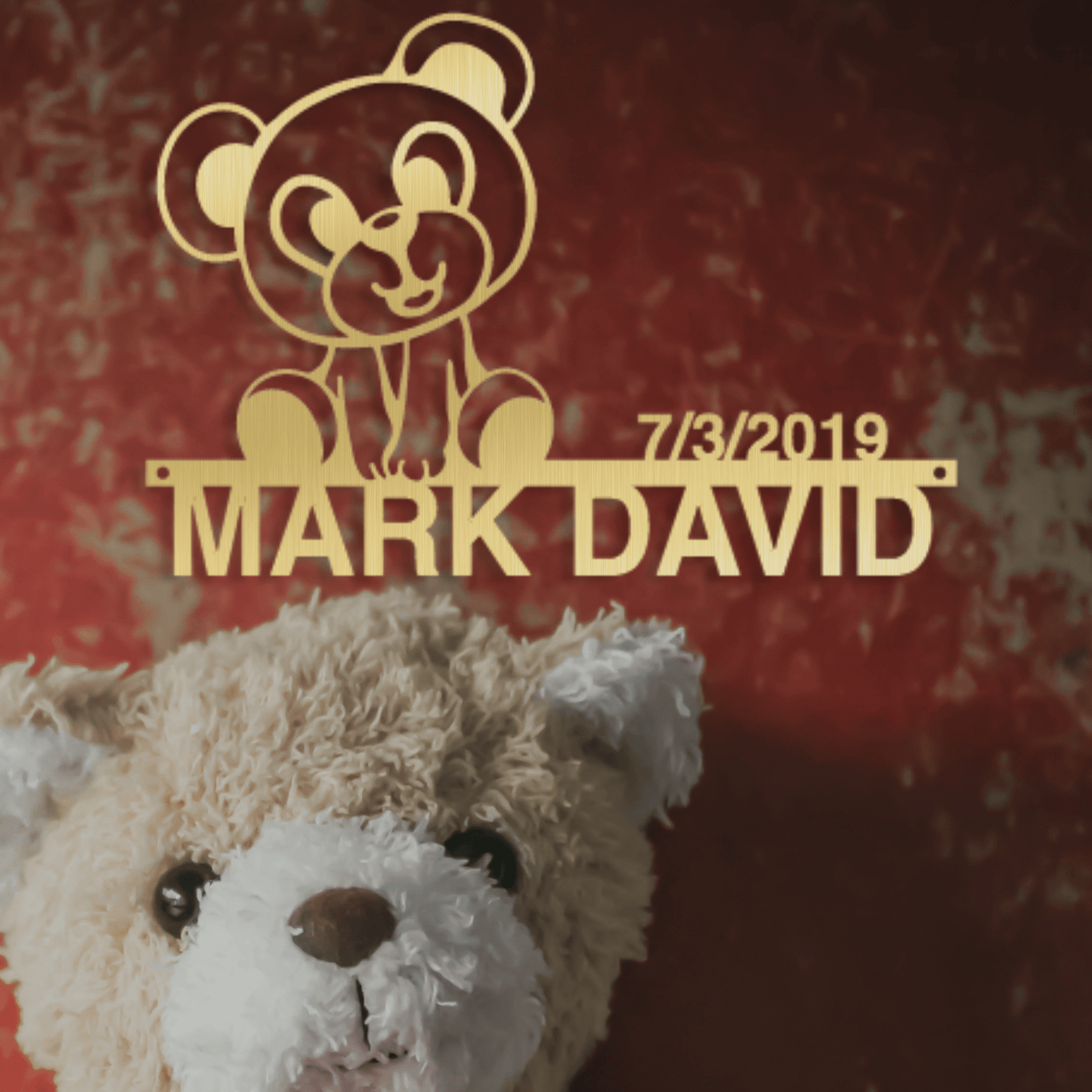 Teddy Bear Nursery Sign custom Gold 12"