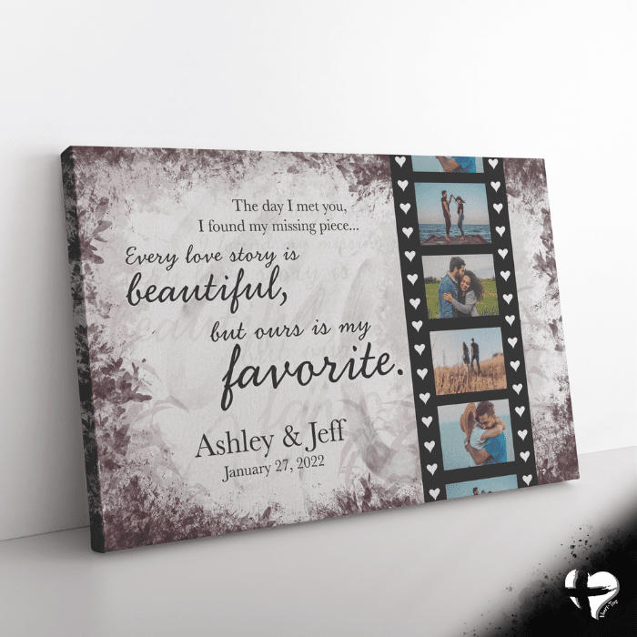 Ours Is My Favorite Love Story - Personalized Photos Canvas Art THG#292CW Wall Art